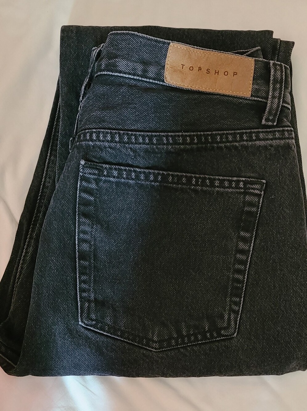 TOPSHOP Washed Black High-Rise Denim Jeans